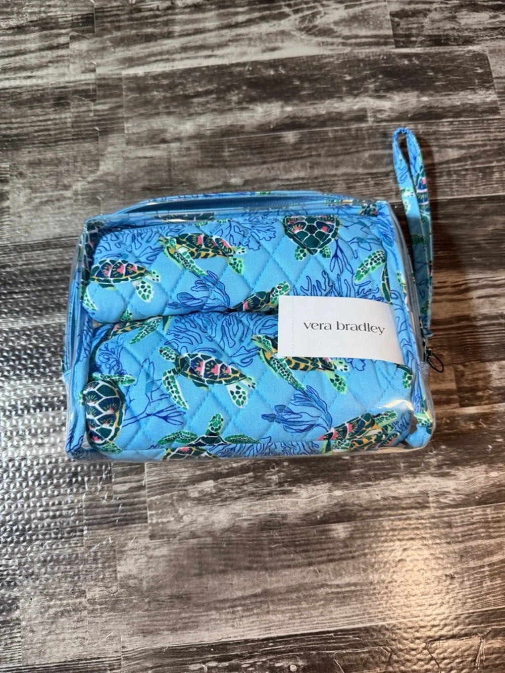 Vera Bradley 3 Pc. Cosmetic Set in Sea Turtles And Coral NWT